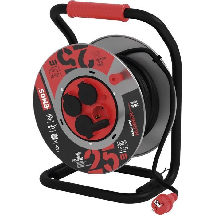 Enrouleur de câble d'extension rétractable,VEVOR 19 m,1600 W,protection