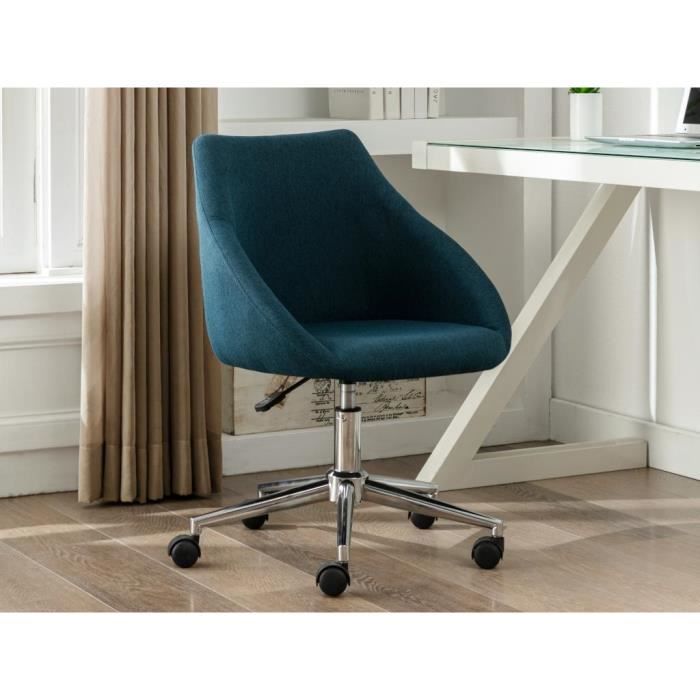 chaise de bureau - tissu - bleu - hauteur ajustable - reza