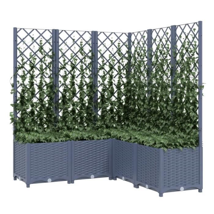ETO- Jardinière avec treillis Gris foncé 80x40x136 cm PP
