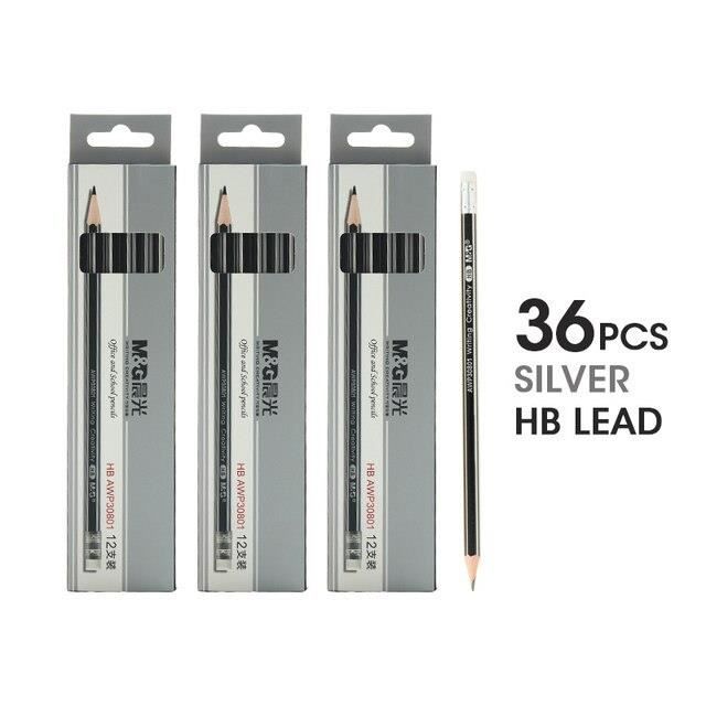 CRAYON GRAPHITE,36pcs Hexagon Scrayon triangulaire en Graphite, 1224