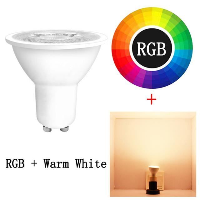 Ampoule,RGB Warm WhiteOuiAmpoule LED GU10 RGB 8W avec