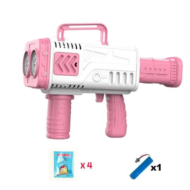 Pistolet à Bulles Automatique – 2 Pièces – LED Colorées – Réservoir 60 Ml – 20 Recharges De Solution – Pour Fêtes, Mariages, Extérieur