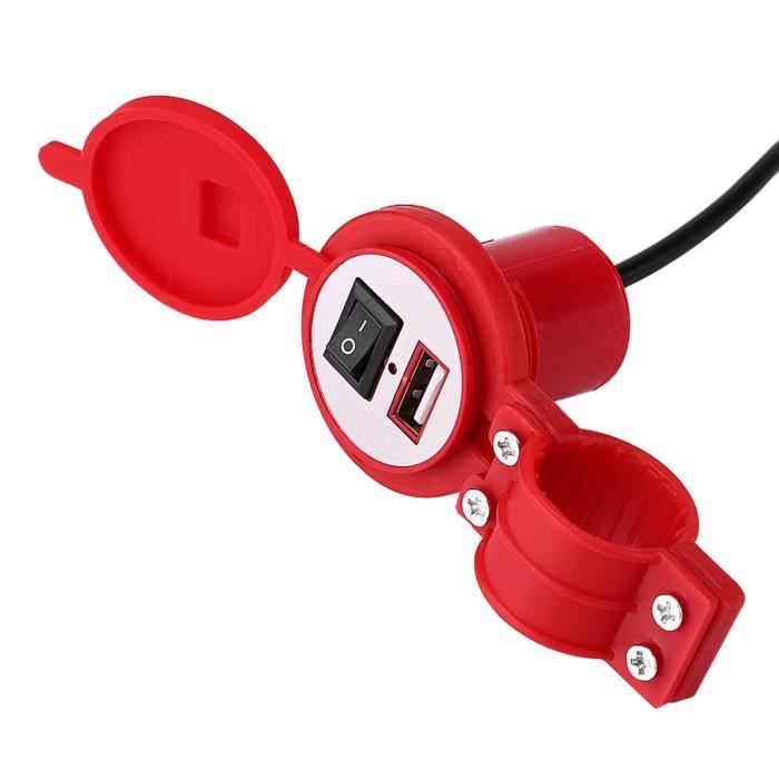 prise USB moto Port d'alimentation universel de prise de chargeur USB de  moto pour téléphone portable rouge étanche