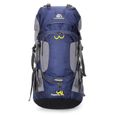 60L Sac À Dos de randonnée camping Alpinisme Sport en Plein Air avec Housse De Pluie - Blue-1
