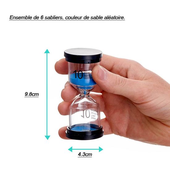 Kit De 6 Sabliers Colorés Pour Enfants - Temps : 1, 3, 5, 10, 15, 30 Minutes - Apprentissage Et Jeux