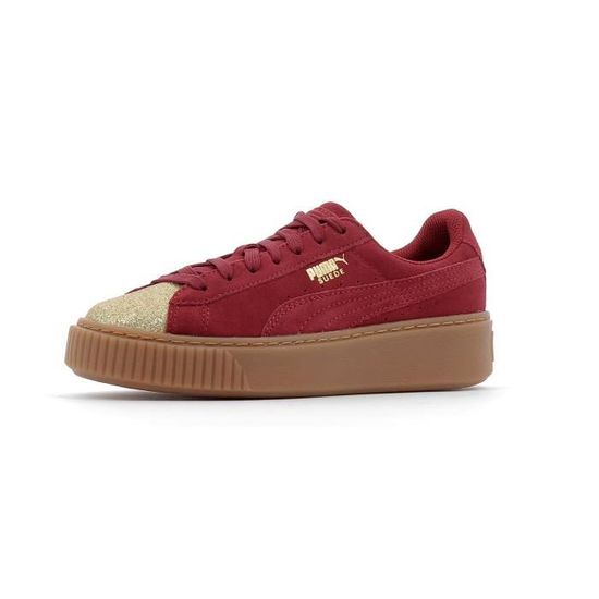 Baskets basses Puma Suede Platform Glam Jr Bordeaux Cdiscount Chaussures