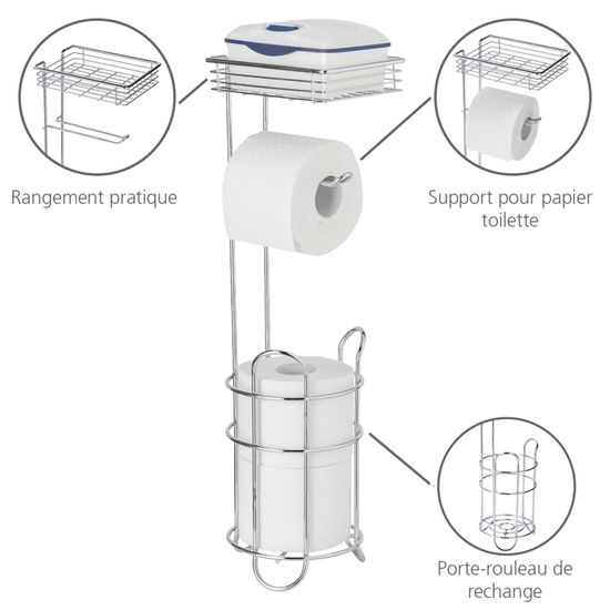 Porte-papier Toilette Wenko Bambusa Bambou Avec Tiroir - Noir - Neuf