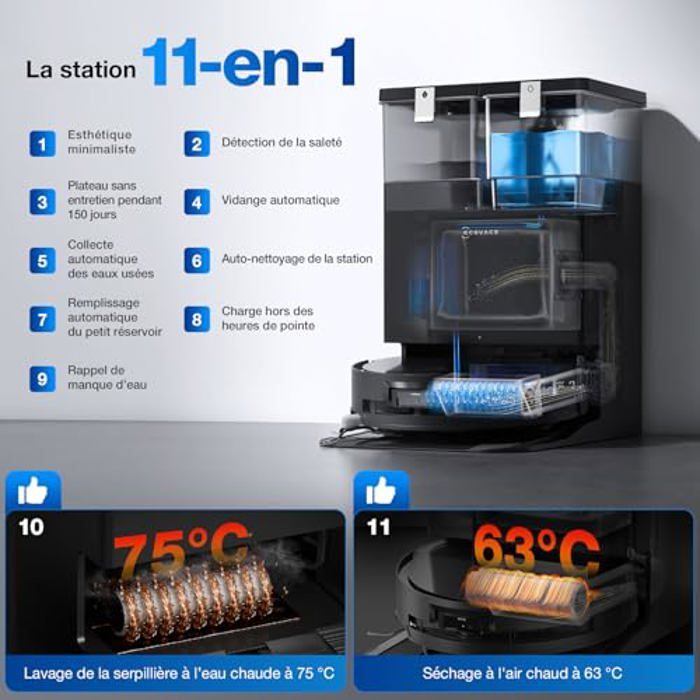 Instantan ECOVACS X8 OMNI Robot Aspirateur Laveur avec Station Omni, Aspirateur ...