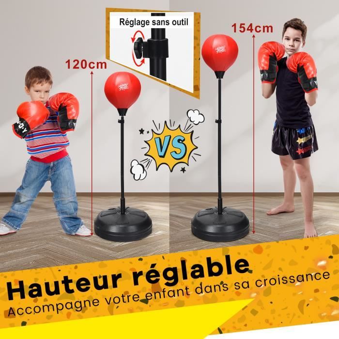 VEVOR Punching-Ball Adultes Sac de Frappe sur Pied de Boxe Hauteur Réglable  1,2 m