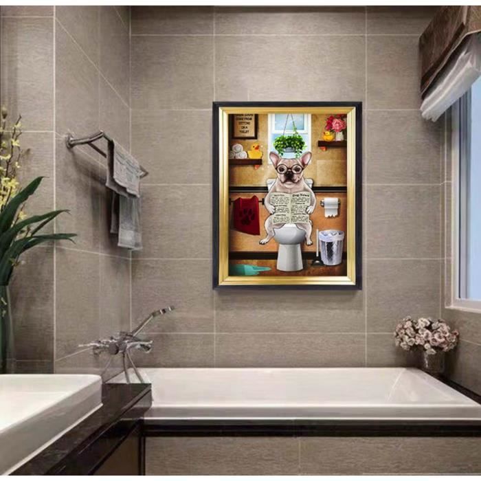 Tableau sur toile Chien jouant avec du papier toilette - 40x80 cm