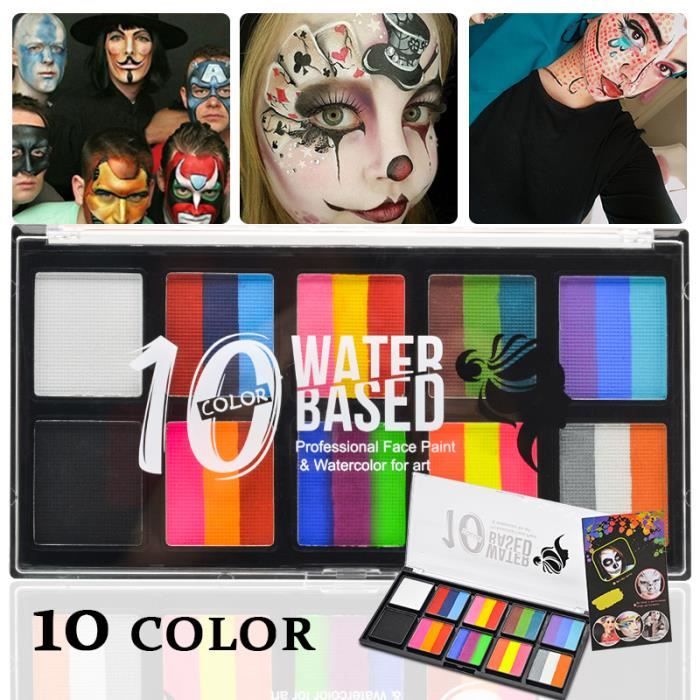 1 jeu-Kit de peinture pour le visage et le corps à base'eau