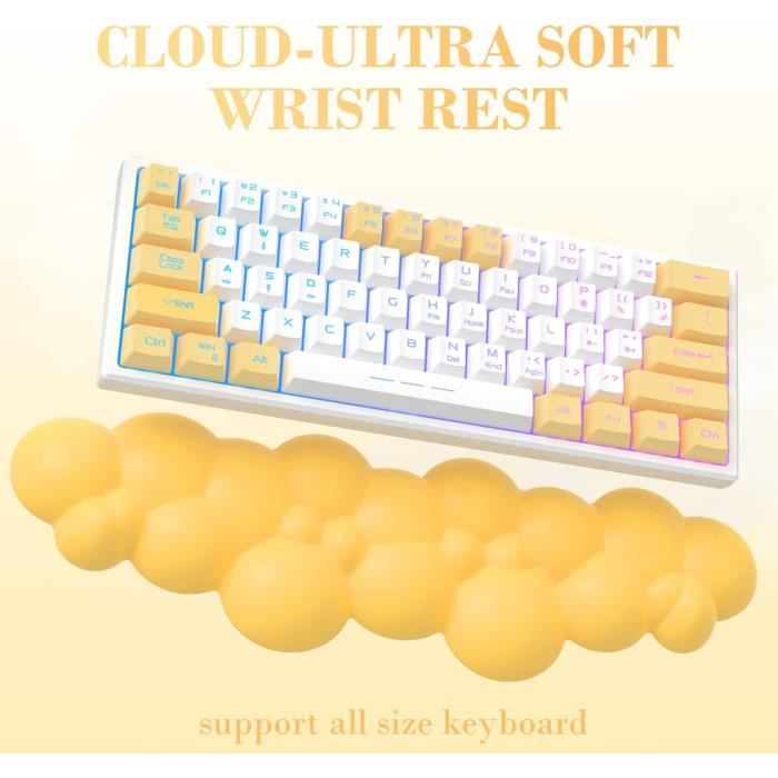 Luckwaii Repose-Poignet Nuage Pour Clavier Et Souris - Ergonomique Mousse Mémoire Cuir PU Blanc