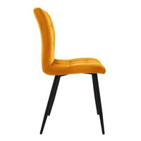 Lot De 6 Chaises Salle à Manger Jaune Moutarde - Dossier Et Assise Rembourrés, Pieds Métal Noir, Design Moderne