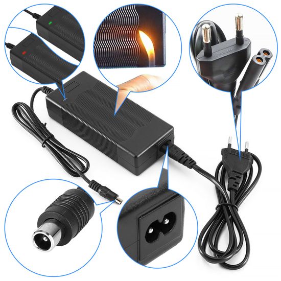 Chargeur 42V 2A Pour Trottinette Électrique Xiaomi 36V – Universel, Protection Surcharge, UL Certifié, Fiche 5,5x2,5 Mm