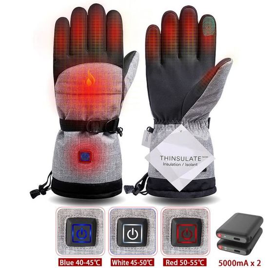 Gants Chauffants Rechargeables – 3 Températures, Écran Tactile, Imperméables – 3000 MAh Pour Ski, Moto, Hiver - 8
