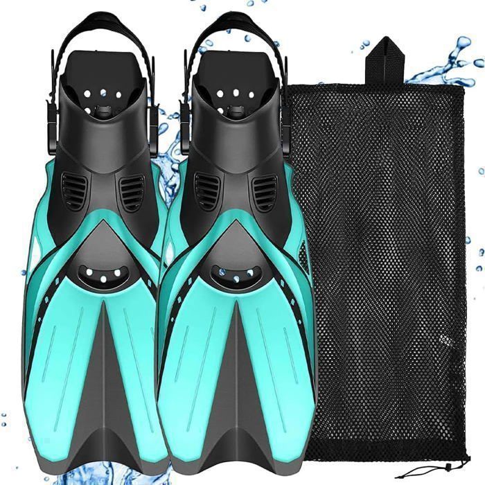Palmes Réglables ML/XL Mizikuu - Palmes Natation Snorkeling Courtes Talon Ouvert Avec Sac, Vert Palmes Réglables ML/XL Mizikuu - Palmes Natation Snorkeling Courtes Talon Ouvert Avec Sac, Vert