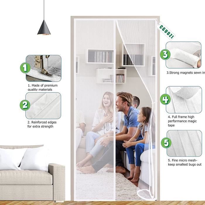 Moustiquaire Aimantée Porte Fenetre 135 X 230 Cm Fermeture Automatique