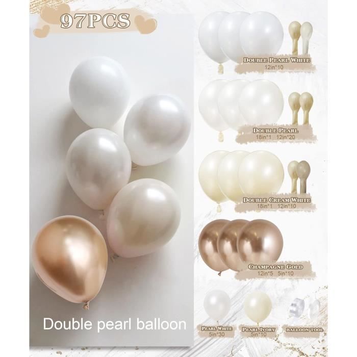 Arche Ballon Blanc, Kit Guirlande Ballon Beige Blanc, Decoration  Anniversaire Avec Ballons Or Blanc Perlé, Arche De Ballons [u5029] -  Cdiscount Maison
