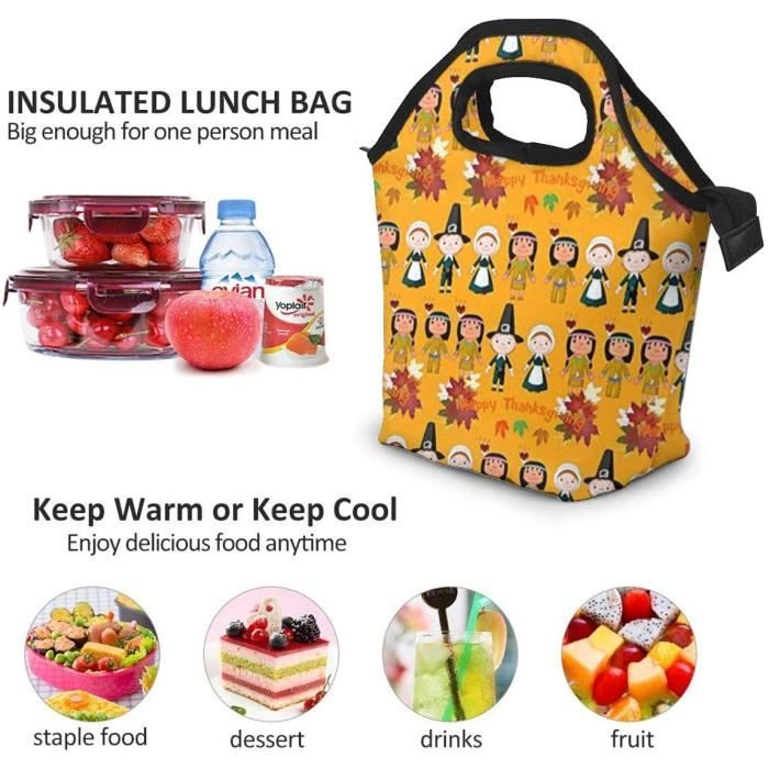 Joyeux Action de Graces Sac Isotherme Repas Femme Lunch Bag Sac