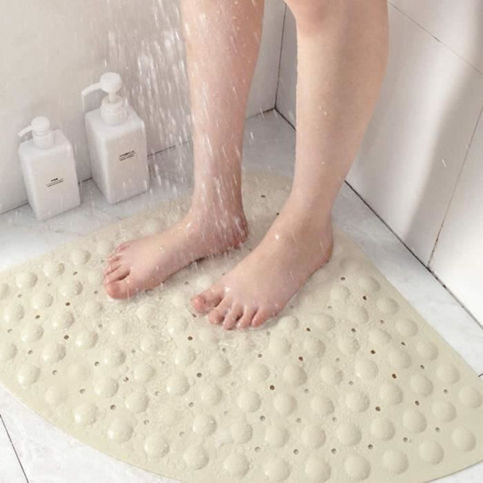 Tapis De Baignoire Antidérapant En Forme De Galet, Lavable En Machine, Avec Trous De Vidange, Ventouses Pour Salle De Bain