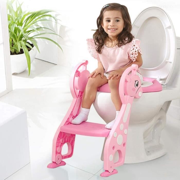 Ikodm Siège de toilette pour enfant avec escalier réglable en hauteur -  38-42 cm - Pliable - Pot d'apprentissage avec coussin rembourré en  polyuréthane - Pour enfants de 1 à 7 ans : : Bébé et Puériculture
