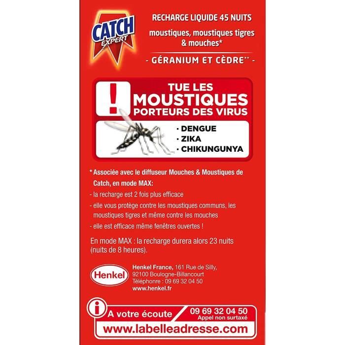 Lot CATCH expert Diffuseur Électrique Anti Mouches Moustiques 2 prise + 2  recharges 90 nuits - Cdiscount Au quotidien