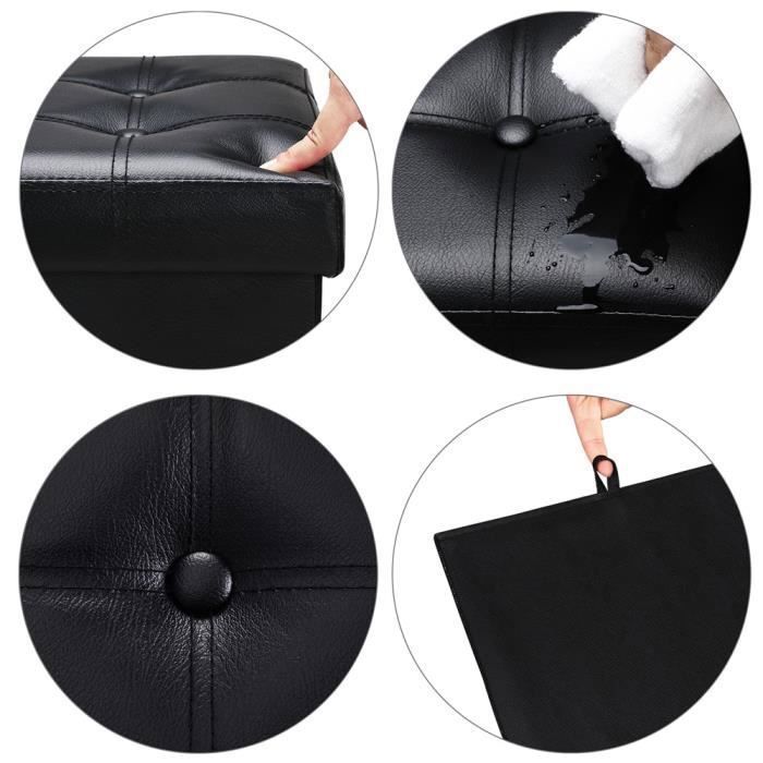 Tabouret Cube Rangement CASARIA 38x38x38cm - Similicuir Brun, 40L - Pouf, Repose-Pieds - Charge 300kg