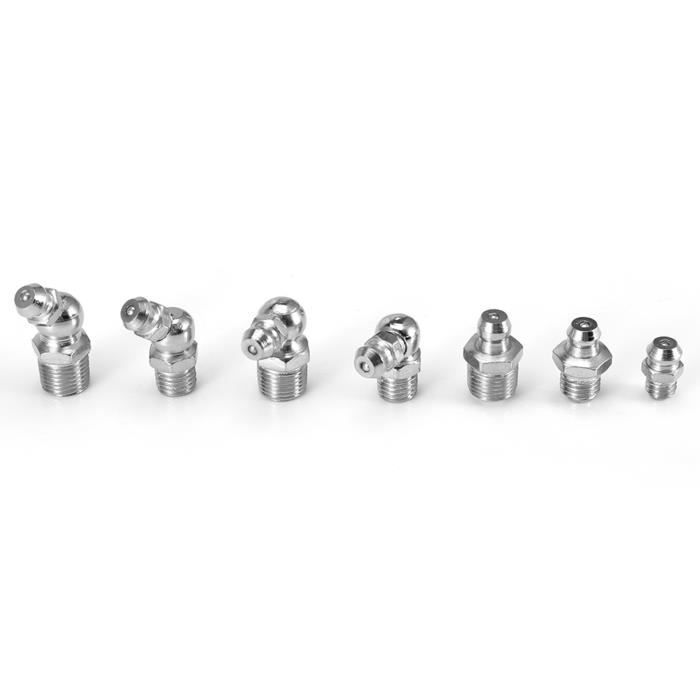 30 Pièces Graisseurs M10 Ziamzra - Angles 45° 90° 180° - Fer Nickelé - Pour Lubrification Mécanique