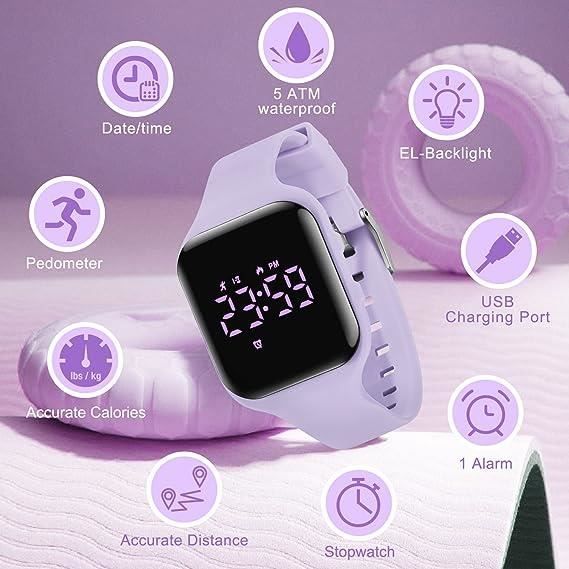Montre Enfant Fille Digitale IP67 Étanche Chronomètre
