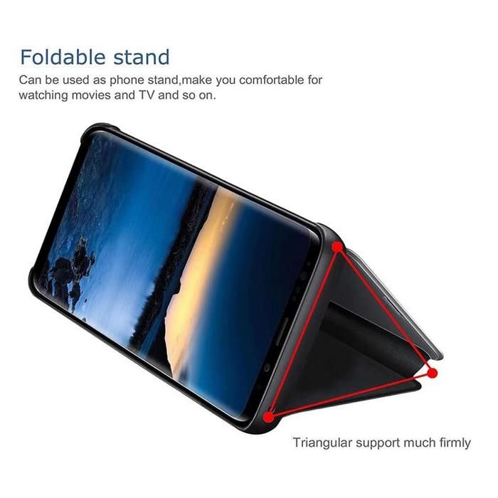 Étui Clear View Flip Miroir Housse Cuir PU Portefeuille pour Coque