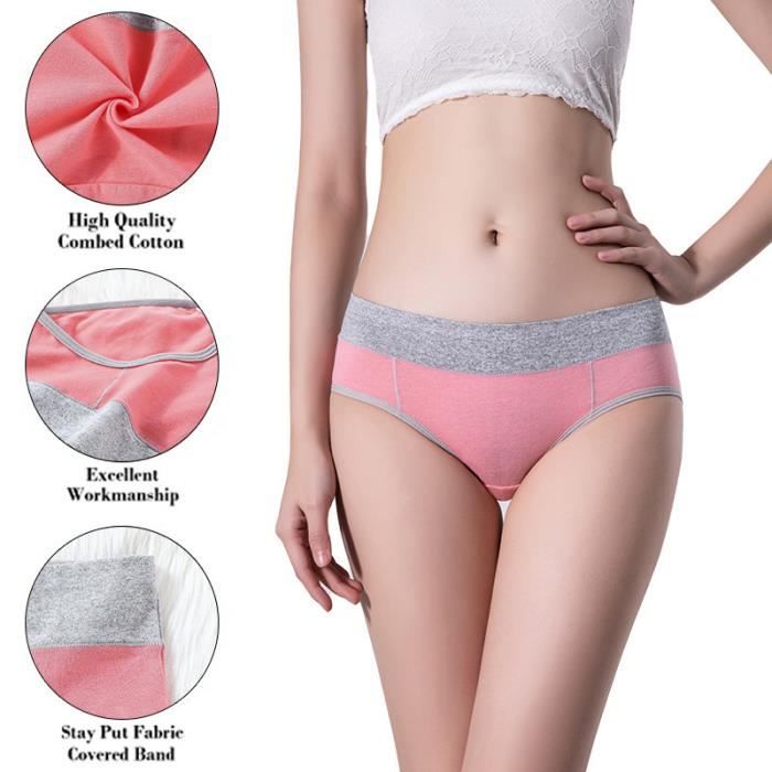 4 pi ces Culotte Femme Coton Taille Midi Confortable Slip Couvrent
