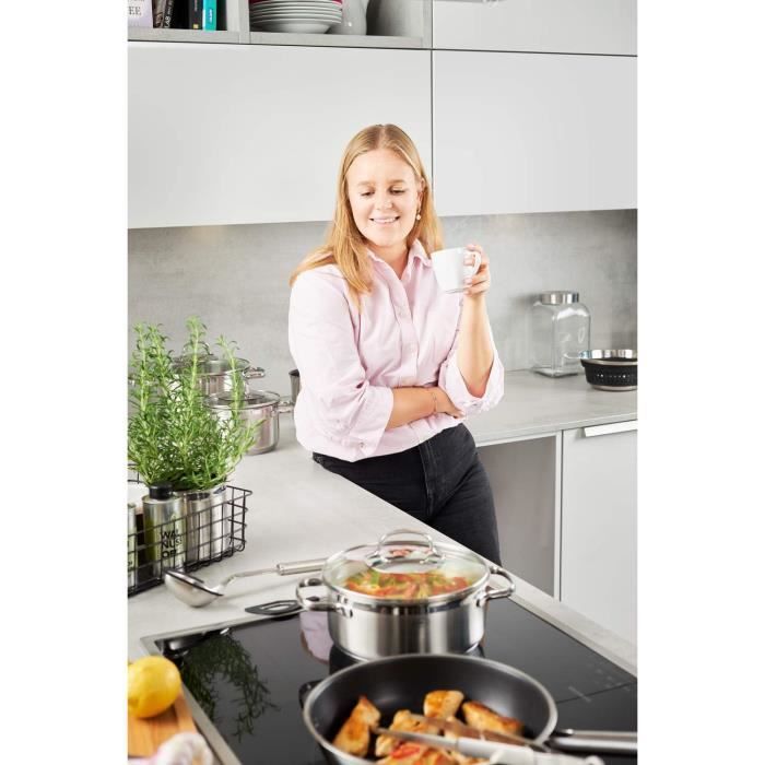 Wok RÖSLE ELEGANCE 28cm - Revêtement Céramique Procera, Compatible Induction, Acier Inoxydable 18/10