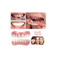 Silicone Dentier Haut Et Bas Sourire Parfait Dentier, pour Homme Et Femme Amovible Naturel Fausse Dents Provisoire Facette,2 Pairs-3