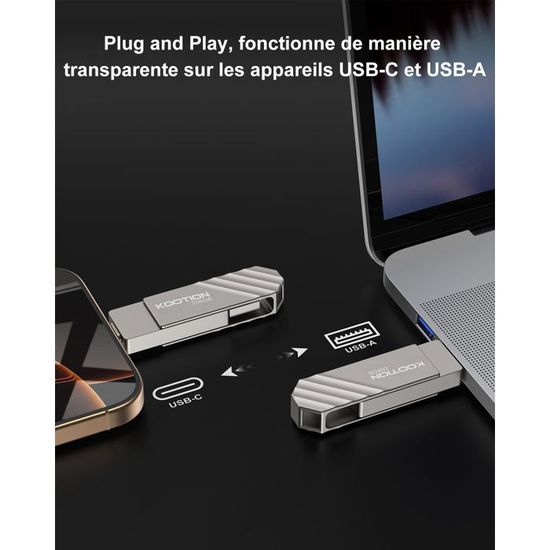 Clé Usb 256 Go Usb C Double Connecteurs, Type C 3.1 Et Usb 3.2 Mémoire Stick, Stockage Données