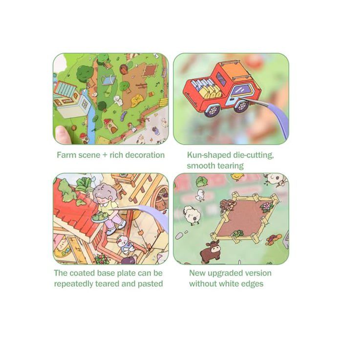 NimblusToy Stickers 3D Scene Stickers 3D, 20 Sets DIY Scene Sticker, Miniature House DIY Autocollants, Adorable Scènes Sticker, Scènes Miniatures Réutilisables for Adults Children -A