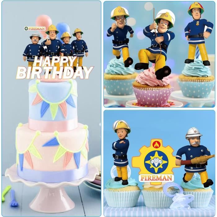 Lot De 12 Figurines Pompiers Miniatures - Décoration Gâteau Anniversaire Enfant - Jouets éducatifs Pour Fête Thème Pompier