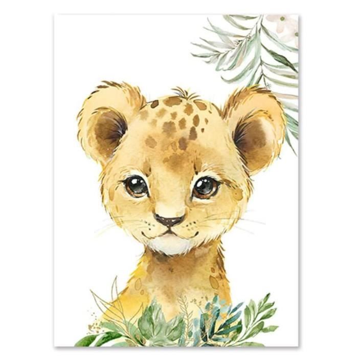 6 Affiches Animaux Forêt 21x30cm - Poster Personnalisable Chambre Bébé Garçon Thème Nature