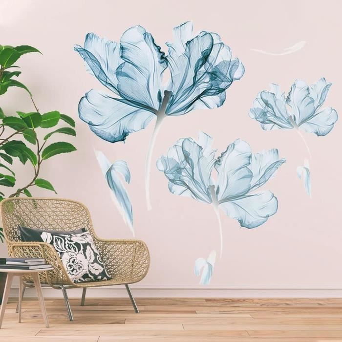 Un Lot De Stickers Muraux Fleur Roses Autocollants Muraux Sticker Floral Mural F