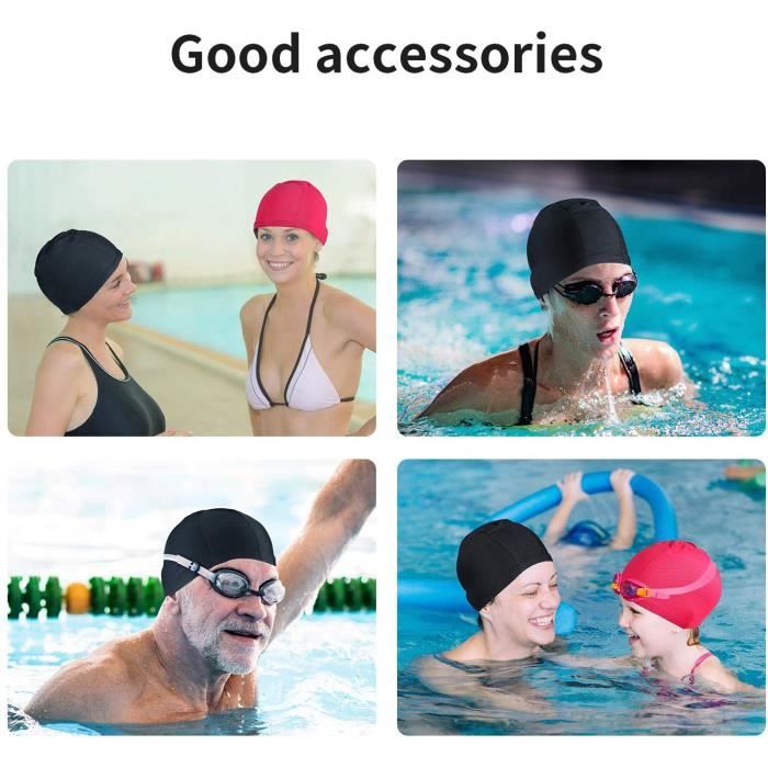 Bonnet De Bain En Tissu PU Terraxis - Unisexe Adulte/enfant - Noir - Élastique Et Confortable
