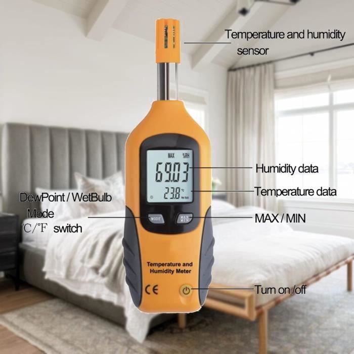 Mesureur de Température et d'humidité avec rétro-éclairage Thermomètre ...