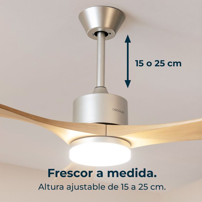 Cecotec Ventilateur Plafond Avec Lumière EnergySilence Aero 5290 BlackWood - 132 Cm, 40W DC, LED 18W, 6 Vitesses, Été/Hiver, Minuterie 8h, Design Élégant Bois Noir