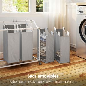 panier à linge 2/3/4 compartiments roulettes - France