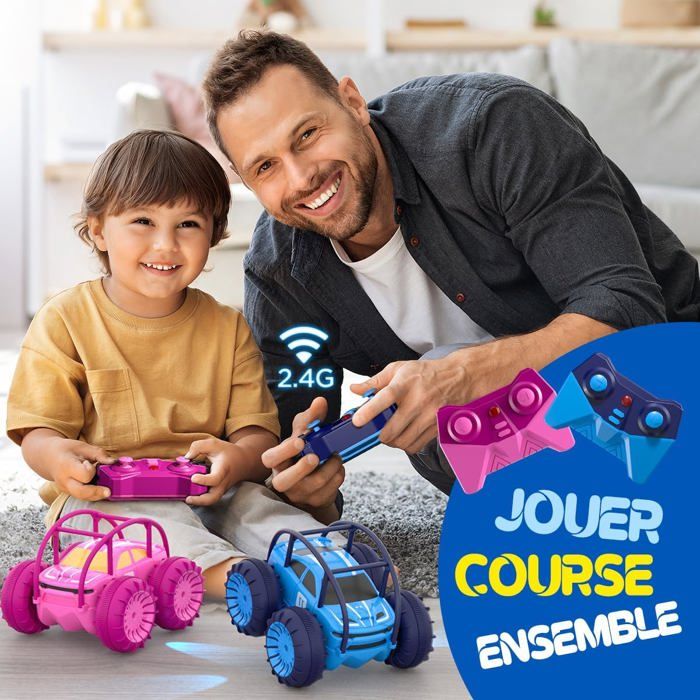 Voiture Cascade Télécommandée, Voiture-Benne à Retournement à 360 Degrés avec Lumières, Marche en Position Couchée, Course à Grande Vitesse, Convient aux Garçons et Filles de 3+, comme Voiture Jouet