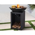 Barbecue plancha brasero à charbon et bois avec rangement 80 x 80 x 96 cm noir - IGNOS-0
