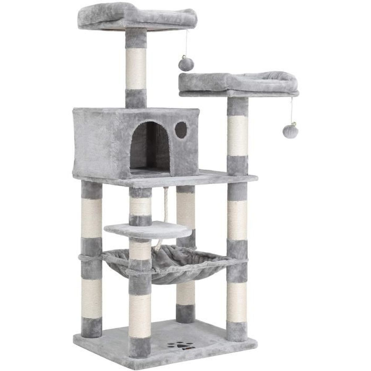 Feandrea Arbre A Chat Stable Avec Niche Hauteur De 143 Cm Gris Clair Pct15w Cdiscount Animalerie