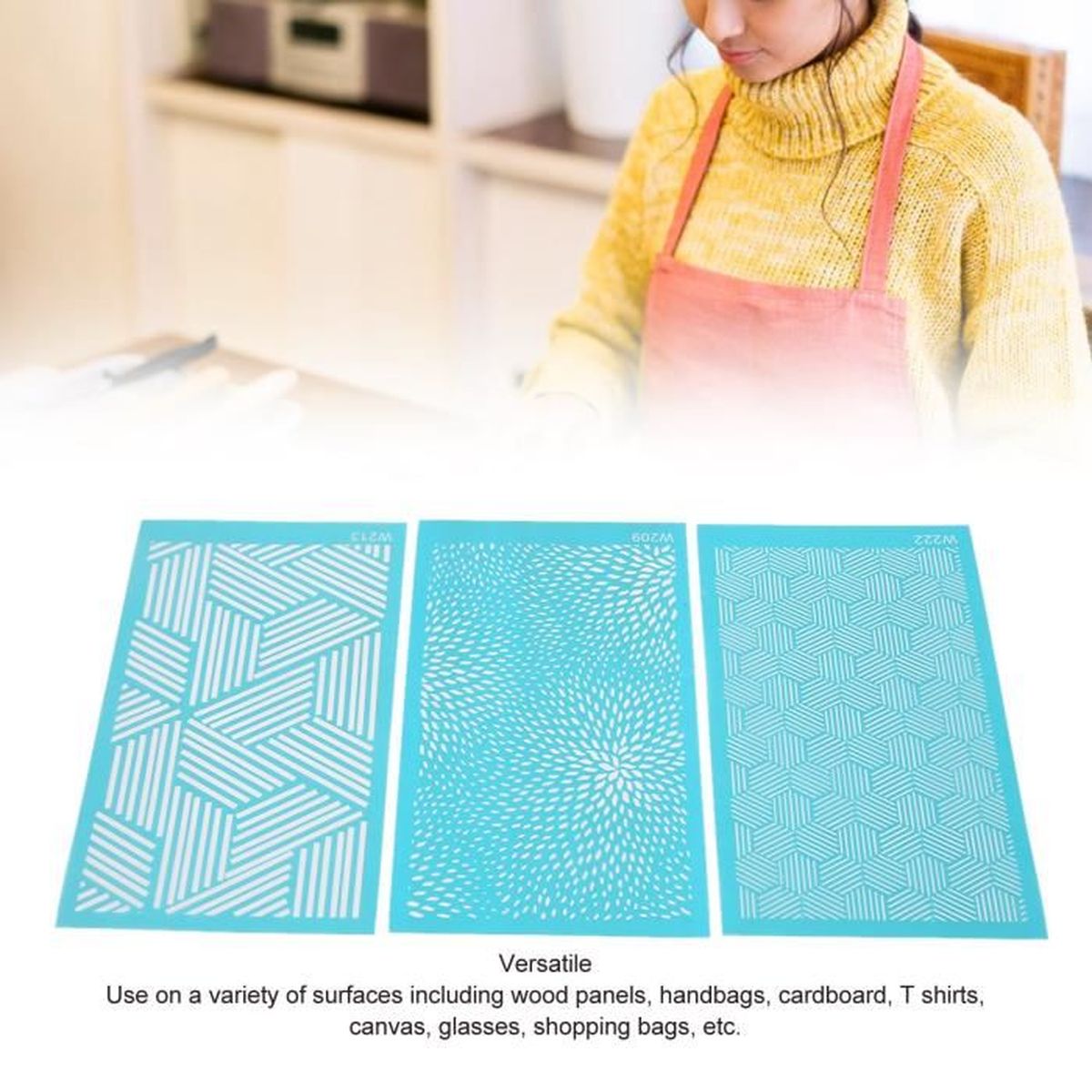 JAJADO Lot De 8 Pochoirs Autocollants En Soie Pour Sérigraphie - Pour Peinture Sur Bois, T-shirt, Tableau Noir, Mur, Toile, Décoration D'intérieur