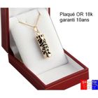 ASCALIDO Ensemble vrai plaqué Or 18k Pendentif amulette porte-bonheur maori tahitien Totem TIKI avec chaine et coffret