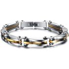 HUEIHWOH Hommes Or-Argent Titane Acier Bracelet Manchette Chaîne Lien Cadeau
