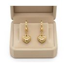Boucles D'oreilles Créoles Coeur - Plaqué Or Jaune 750 - Zircons Multicolores - Neuf Avec étiquettes Papillon Bleu