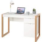 GOPLUS Bureau d'Ordinateur avec 1 Tiroir et 1 Armoire,Bureau Informatique,Station de Travail avec Plateau Large,Style Moderne,Blanc